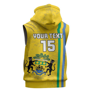 Custom Gabon Football Sleeveless Hoodie Go Champions - Yellow Ver - African Pride