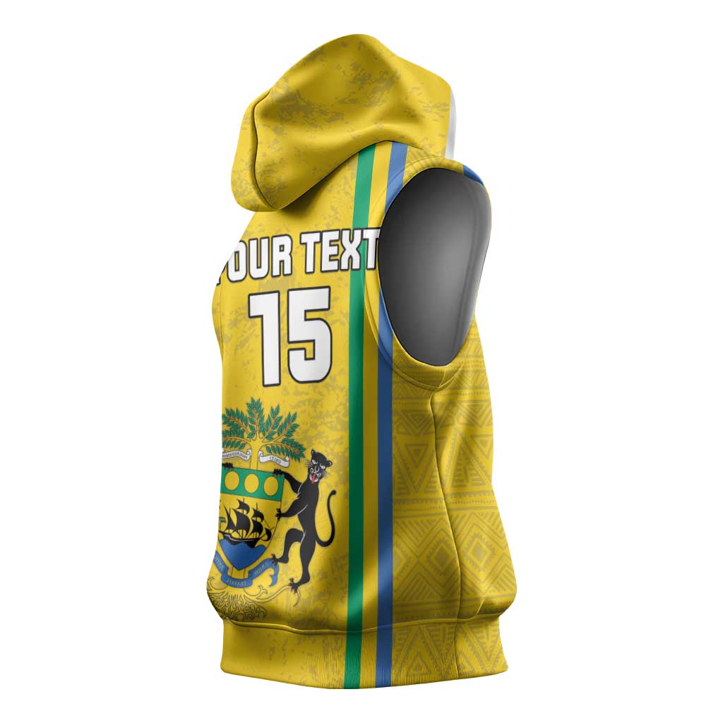 Custom Gabon Football Sleeveless Hoodie Go Champions - Yellow Ver - African Pride