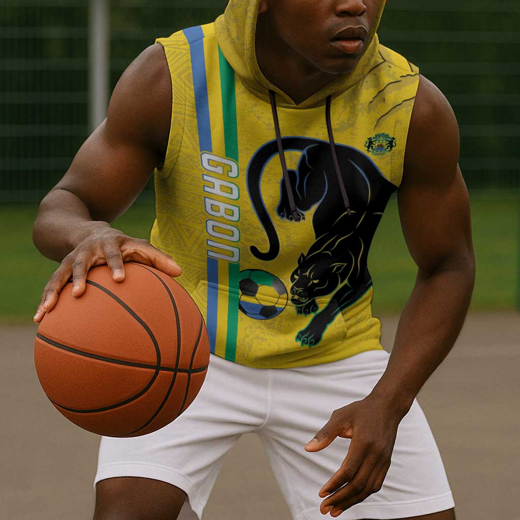 Custom Gabon Football Sleeveless Hoodie Go Champions - Yellow Ver - African Pride