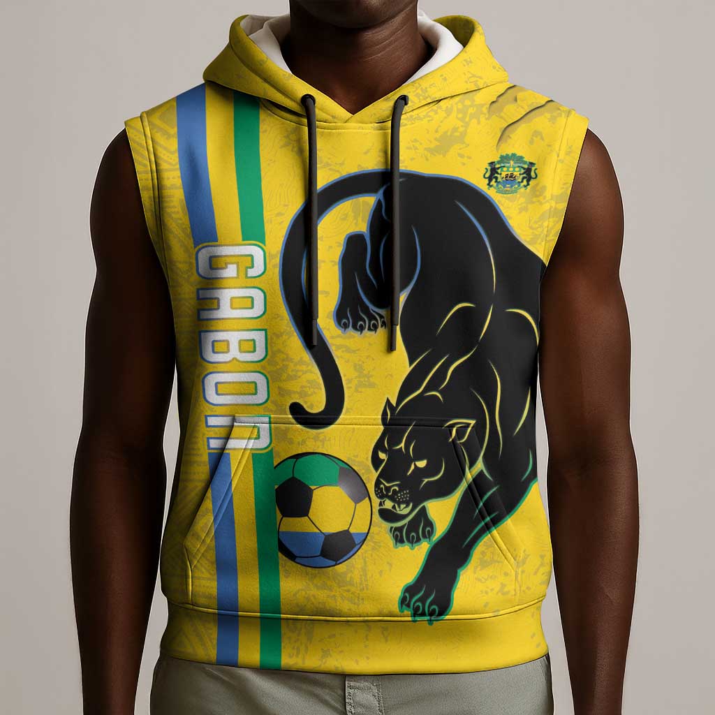 Custom Gabon Football Sleeveless Hoodie Go Champions - Yellow Ver - African Pride