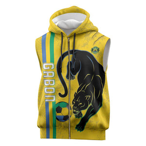 Custom Gabon Football Sleeveless Zip Hoodie Go Champions - Yellow Ver - African Pride