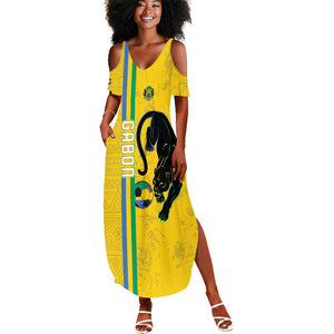 Custom Gabon Football Summer Maxi Dress Go Champions - Yellow Ver