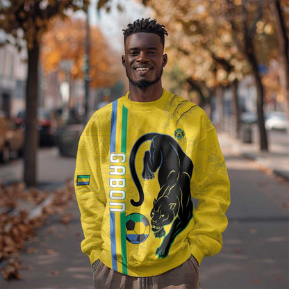 Custom Gabon Football Sweatshirt Go Champions - Yellow Ver