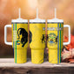 Custom Gabon Football Tumbler With Handle Go Champions - Yellow Ver
