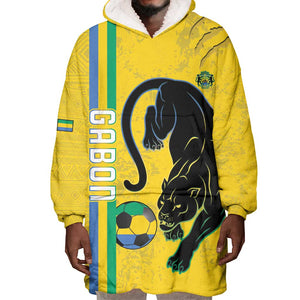 Custom Gabon Football Wearable Blanket Hoodie Go Champions - Yellow Ver
