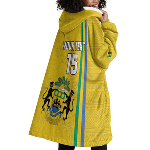 Custom Gabon Football Wearable Blanket Hoodie Go Champions - Yellow Ver
