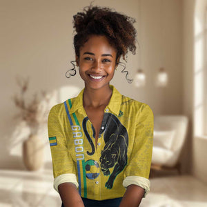 Custom Gabon Football Women Casual Shirt Go Champions - Yellow Ver