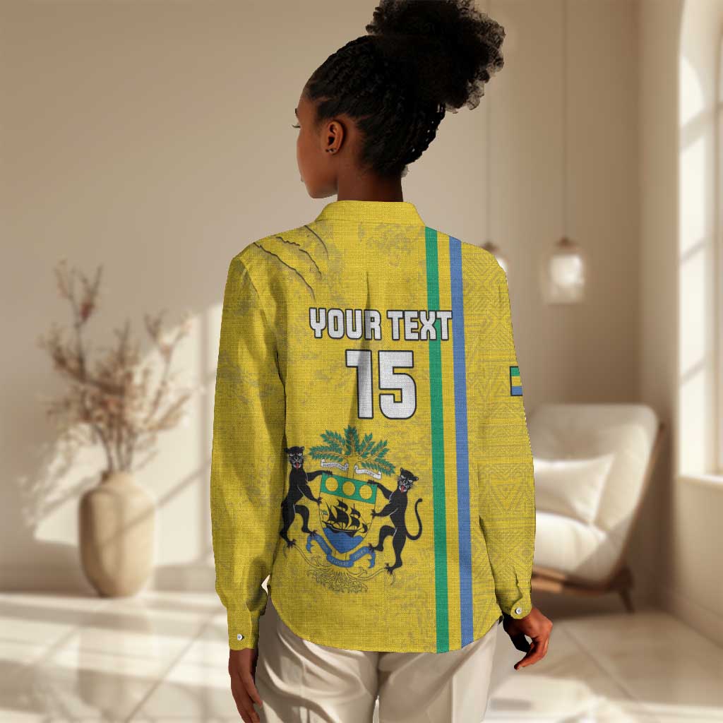 Custom Gabon Football Women Casual Shirt Go Champions - Yellow Ver