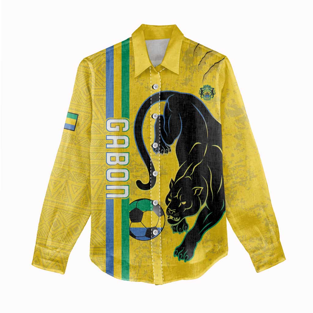 Custom Gabon Football Women Casual Shirt Go Champions - Yellow Ver