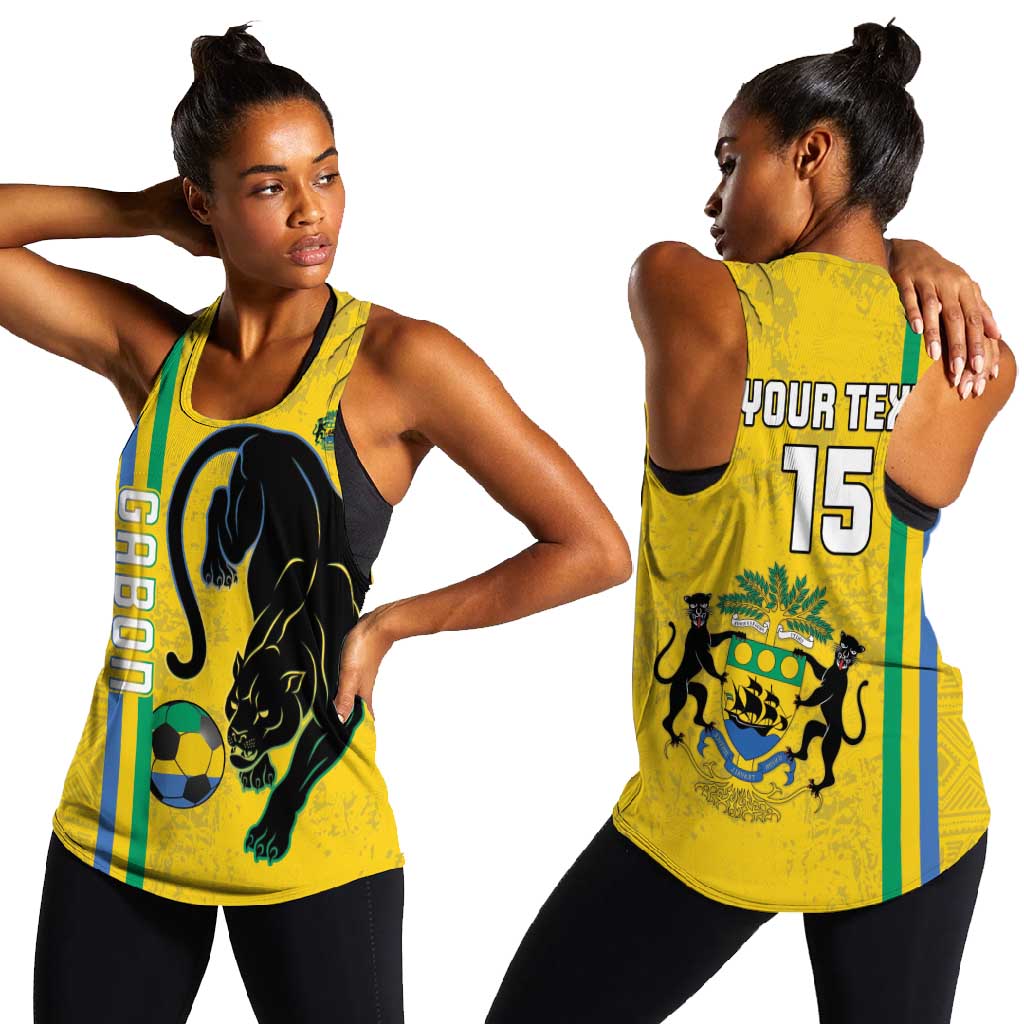 Custom Gabon Football Women Racerback Tank Go Champions - Yellow Ver
