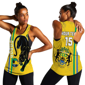 Custom Gabon Football Women Racerback Tank Go Champions - Yellow Ver