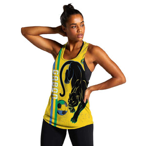 Custom Gabon Football Women Racerback Tank Go Champions - Yellow Ver
