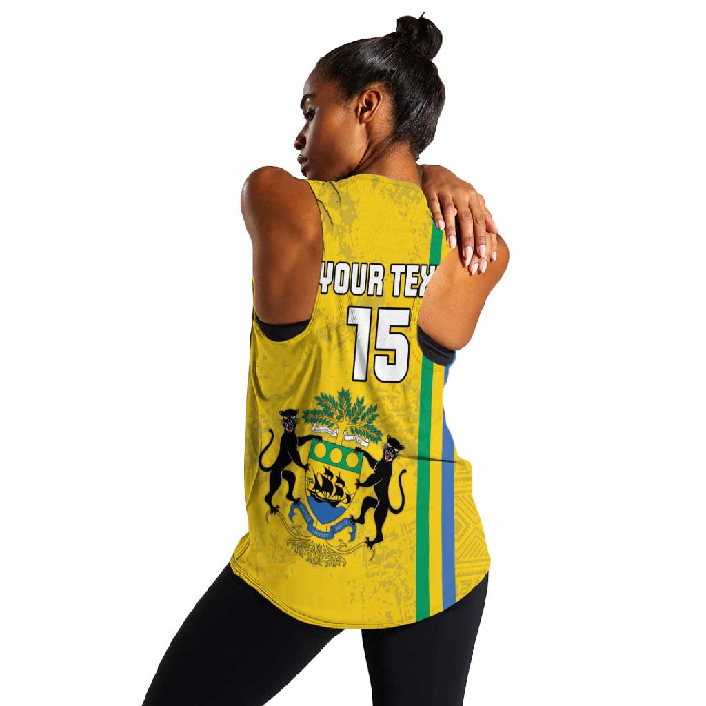 Custom Gabon Football Women Racerback Tank Go Champions - Yellow Ver