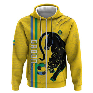 Custom Gabon Football Zip Hoodie Go Champions - Yellow Ver