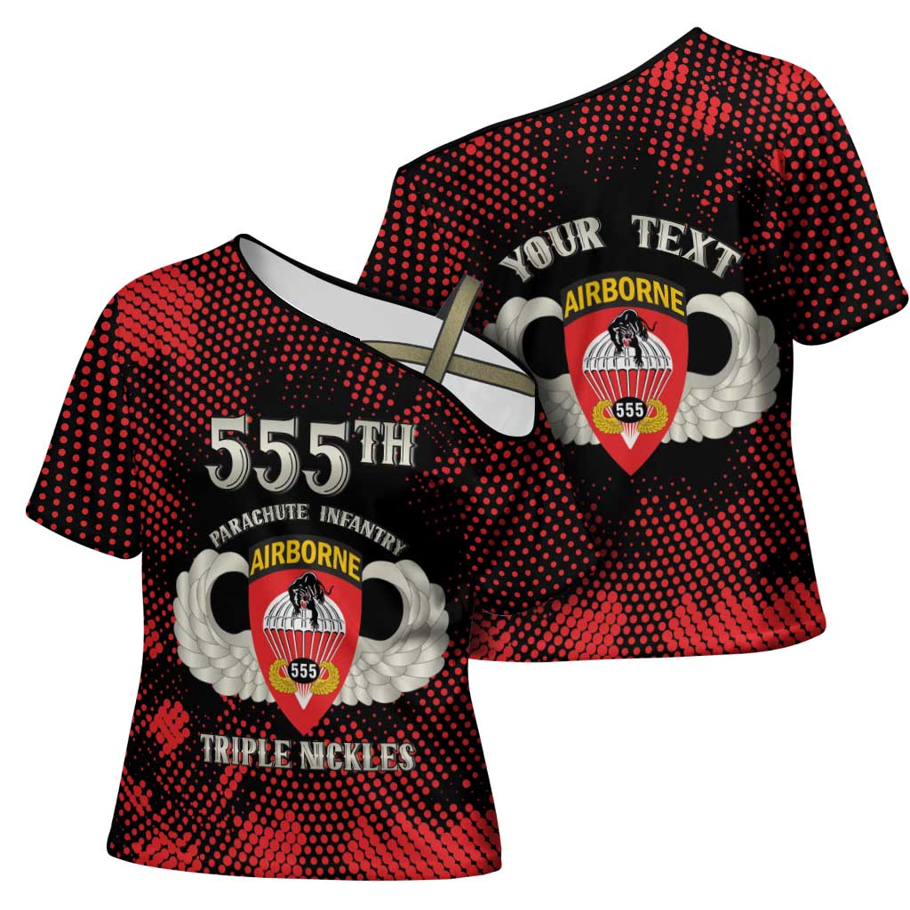 Personalized 555th Parachute Infantry Cross Shoulder Shirt Triple Nickles Airborne Veteran Tribute