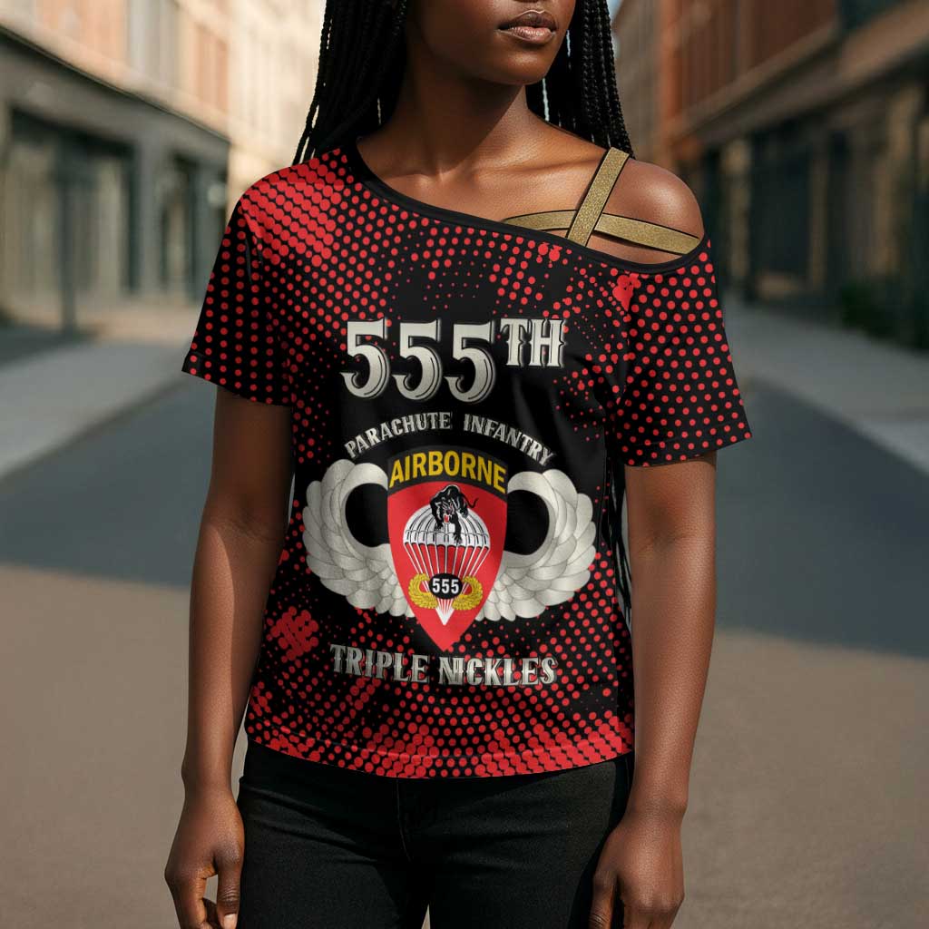 Personalized 555th Parachute Infantry Cross Shoulder Shirt Triple Nickles Airborne Veteran Tribute