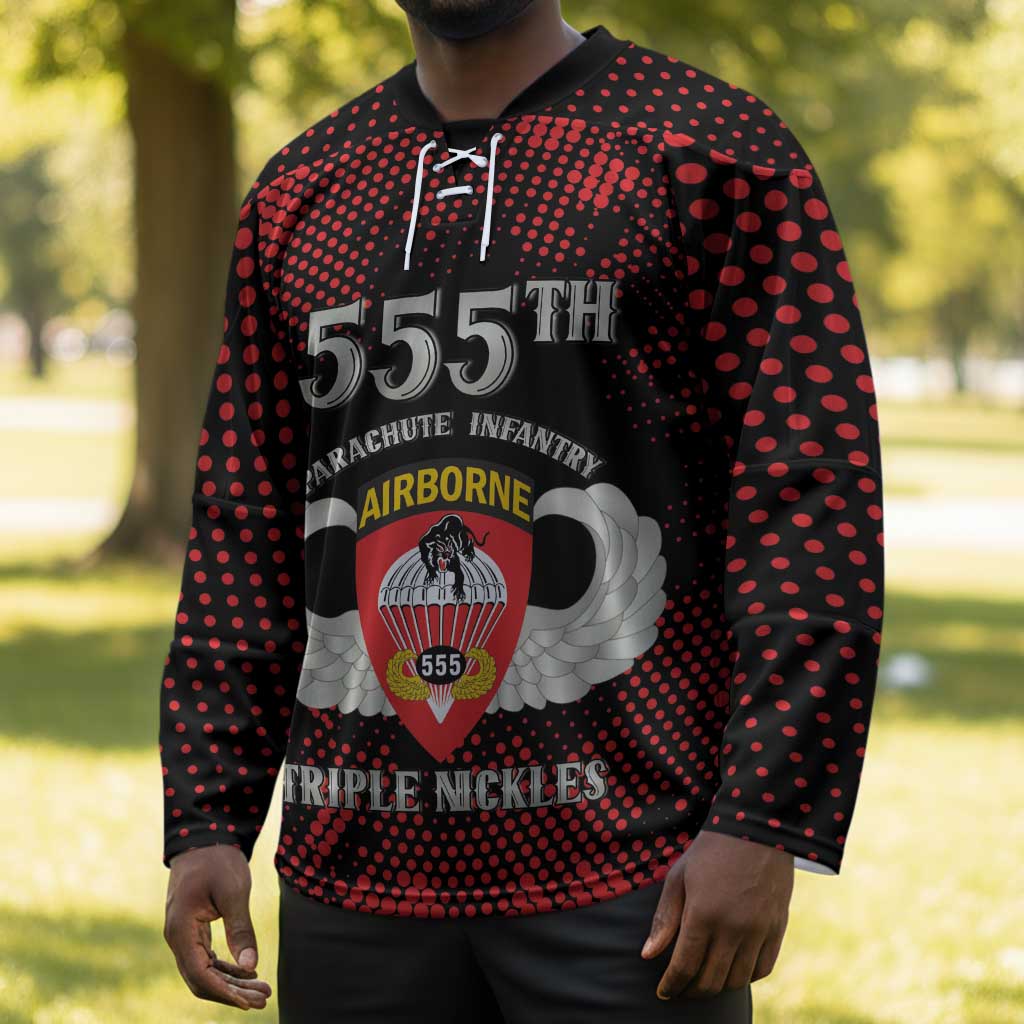 Personalized 555th Parachute Infantry Hockey Jersey Triple Nickles Airborne Veteran Tribute
