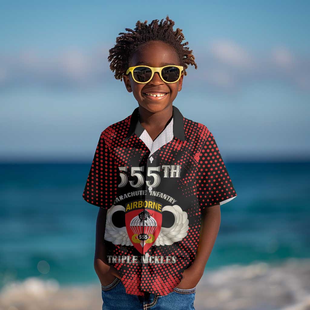 Personalized 555th Parachute Infantry Kid Hawaiian Shirt Triple Nickles Airborne Veteran Tribute