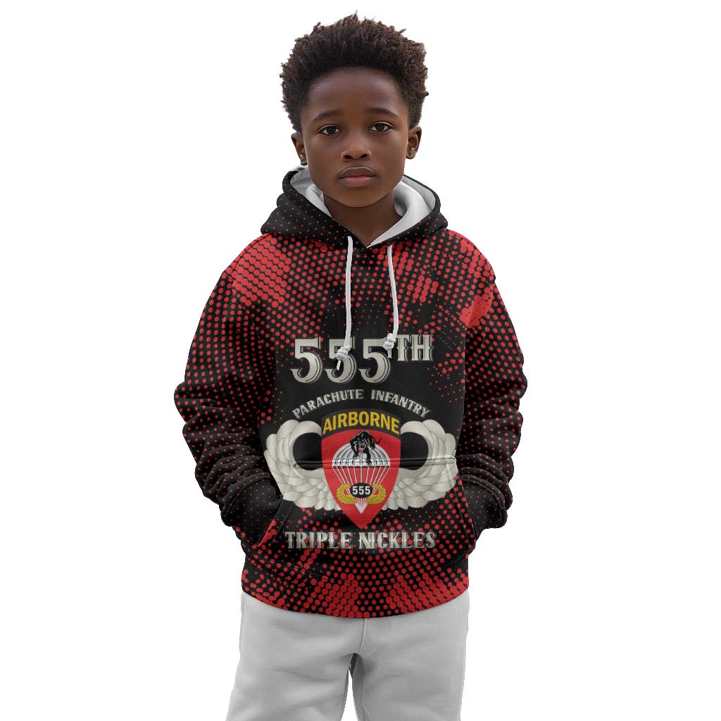 Personalized 555th Parachute Infantry Kid Hoodie Triple Nickles Airborne Veteran Tribute