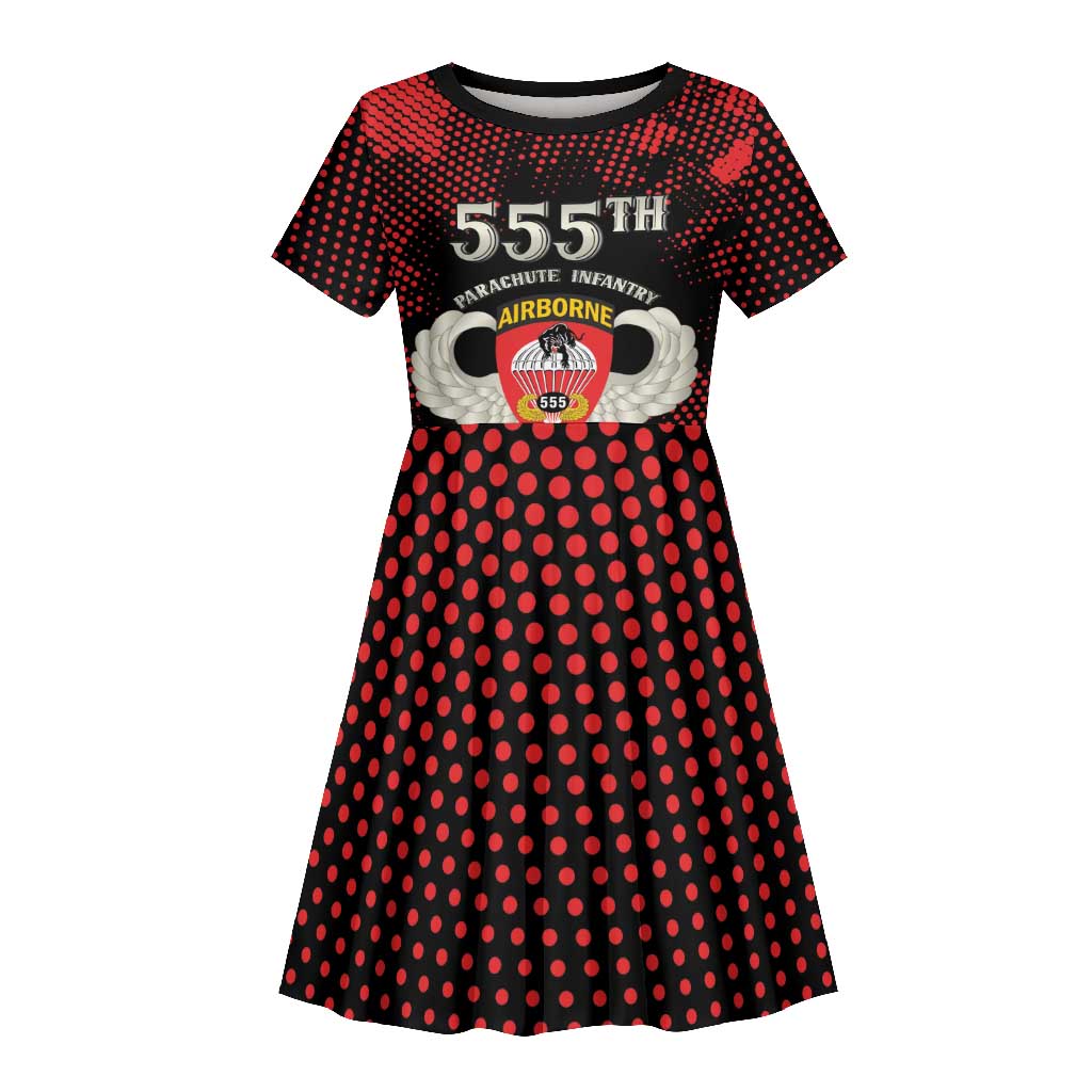 Personalized 555th Parachute Infantry Kid Short Sleeve Dress Triple Nickles Airborne Veteran Tribute