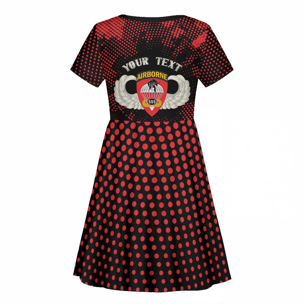 Personalized 555th Parachute Infantry Kid Short Sleeve Dress Triple Nickles Airborne Veteran Tribute