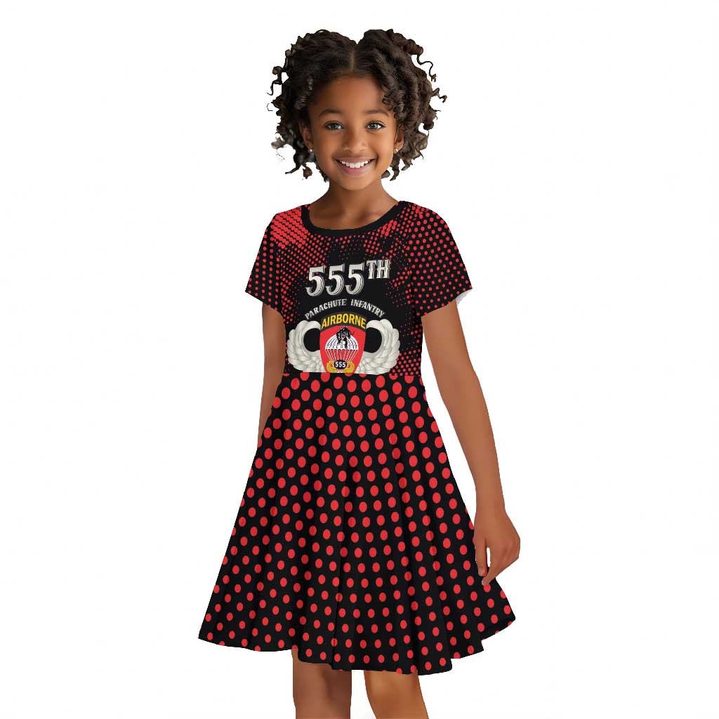Personalized 555th Parachute Infantry Kid Short Sleeve Dress Triple Nickles Airborne Veteran Tribute