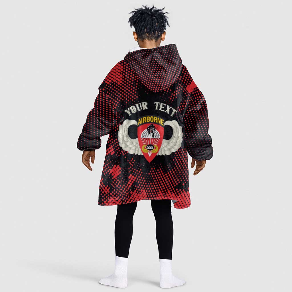 Personalized 555th Parachute Infantry Kid Wearable Blanket Hoodie Triple Nickles Airborne Veteran Tribute