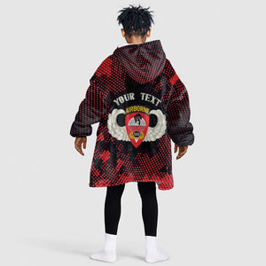 Personalized 555th Parachute Infantry Kid Wearable Blanket Hoodie Triple Nickles Airborne Veteran Tribute