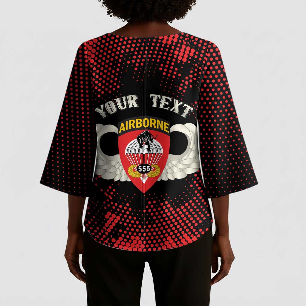 Personalized 555th Parachute Infantry Kimono Sleeve Blouse Triple Nickles Airborne Veteran Tribute