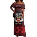 Personalized 555th Parachute Infantry Off Shoulder Maxi Dress Triple Nickles Airborne Veteran Tribute
