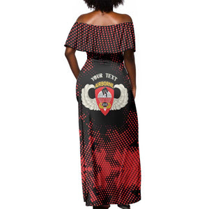 Personalized 555th Parachute Infantry Off Shoulder Maxi Dress Triple Nickles Airborne Veteran Tribute