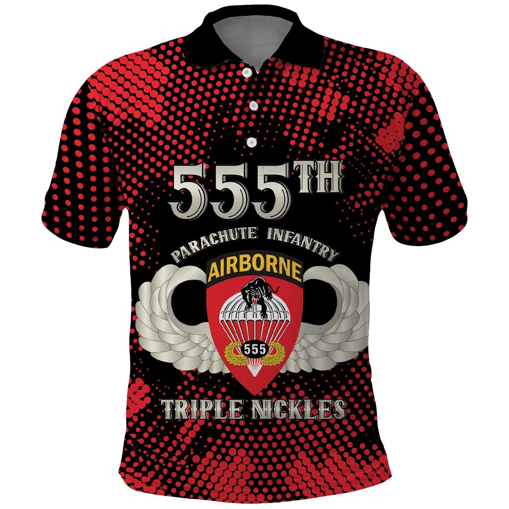 Personalized 555th Parachute Infantry Polo Shirt Triple Nickles Airborne Veteran Tribute