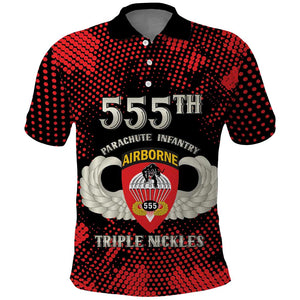 Personalized 555th Parachute Infantry Polo Shirt Triple Nickles Airborne Veteran Tribute