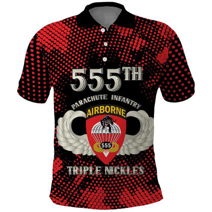 Personalized 555th Parachute Infantry Polo Shirt Triple Nickles Airborne Veteran Tribute