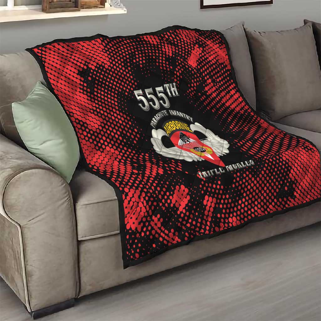 555th Parachute Infantry Quilt Triple Nickles Airborne Veteran Tribute