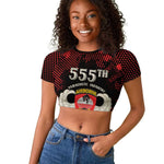 Personalized 555th Parachute Infantry Raglan Cropped T shirt Triple Nickles Airborne Veteran Tribute