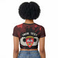 Personalized 555th Parachute Infantry Raglan Cropped T shirt Triple Nickles Airborne Veteran Tribute