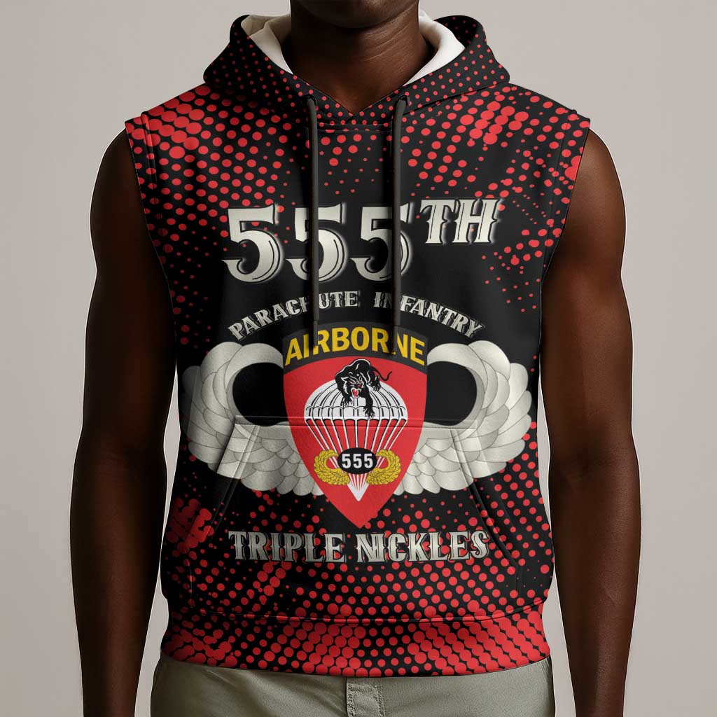 Personalized 555th Parachute Infantry Sleeveless Hoodie Triple Nickles Airborne Veteran Tribute