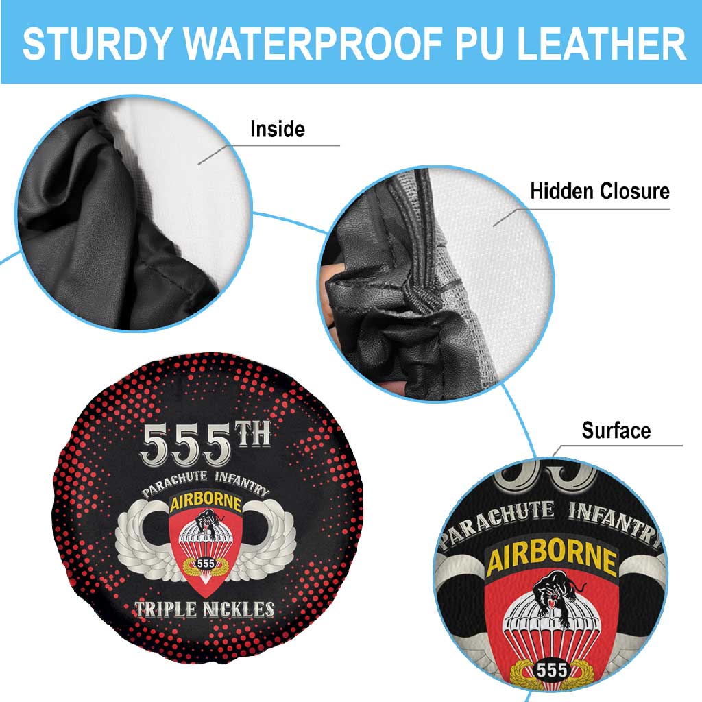 555th Parachute Infantry Spare Tire Cover Triple Nickles Airborne Veteran Tribute