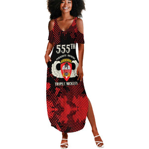 Personalized 555th Parachute Infantry Summer Maxi Dress Triple Nickles Airborne Veteran Tribute
