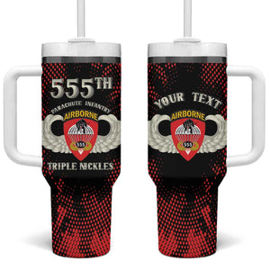 Personalized 555th Parachute Infantry Tumbler With Handle Triple Nickles Airborne Veteran Tribute
