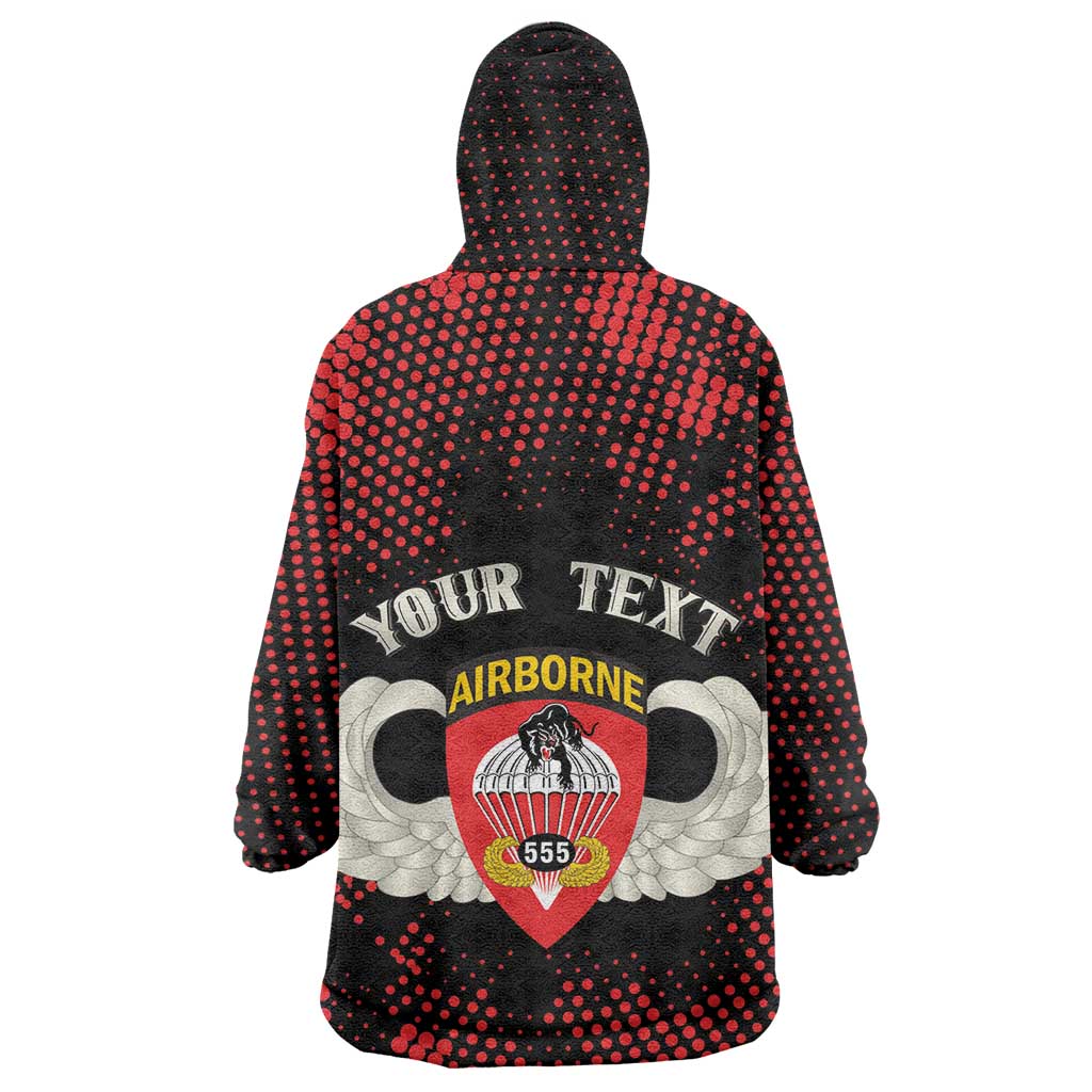 Personalized 555th Parachute Infantry Wearable Blanket Hoodie Triple Nickles Airborne Veteran Tribute