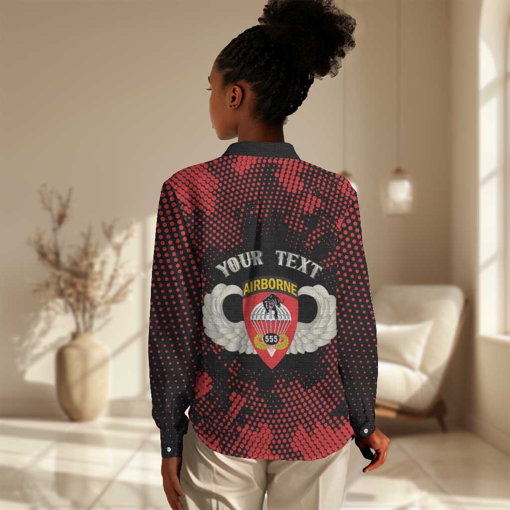 Personalized 555th Parachute Infantry Women Casual Shirt Triple Nickles Airborne Veteran Tribute