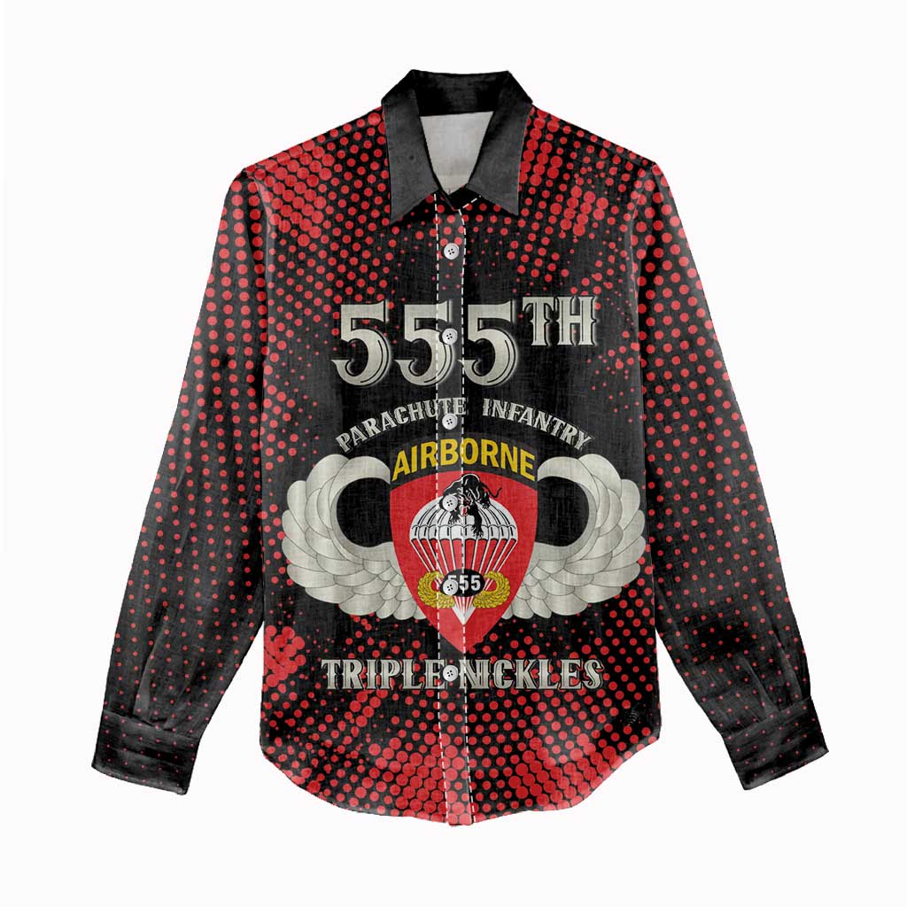 Personalized 555th Parachute Infantry Women Casual Shirt Triple Nickles Airborne Veteran Tribute