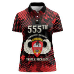 Personalized 555th Parachute Infantry Women Polo Shirt Triple Nickles Airborne Veteran Tribute