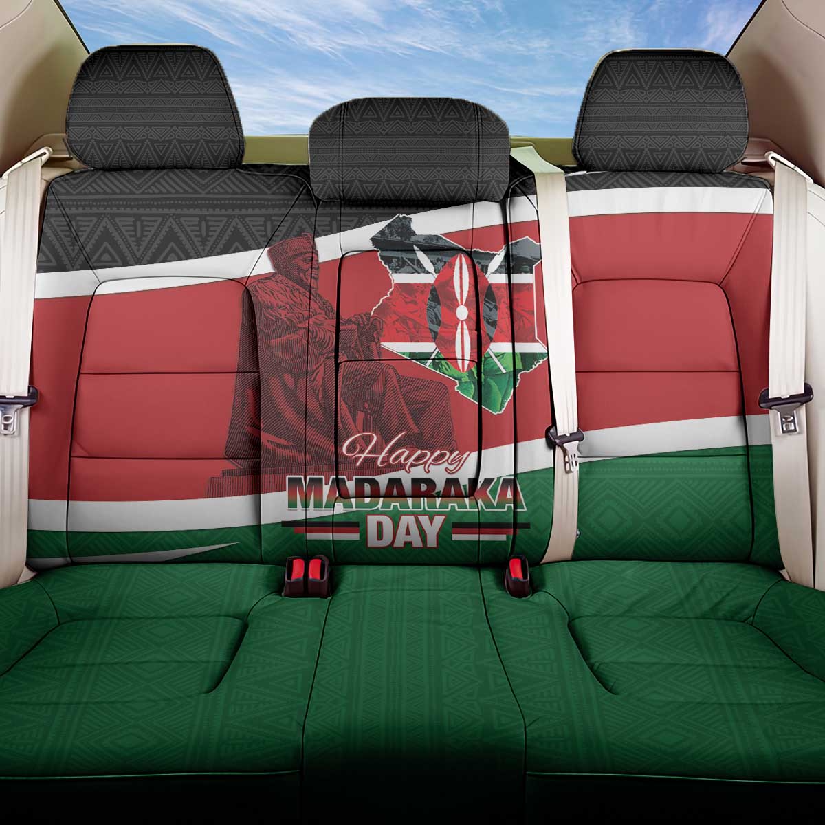 Kenya Madaraka Day Back Car Seat Cover Jomo Kenyatta With Map
