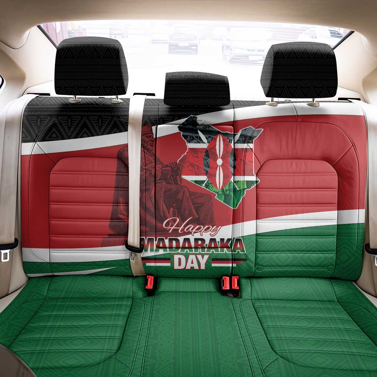 Kenya Madaraka Day Back Car Seat Cover Jomo Kenyatta With Map