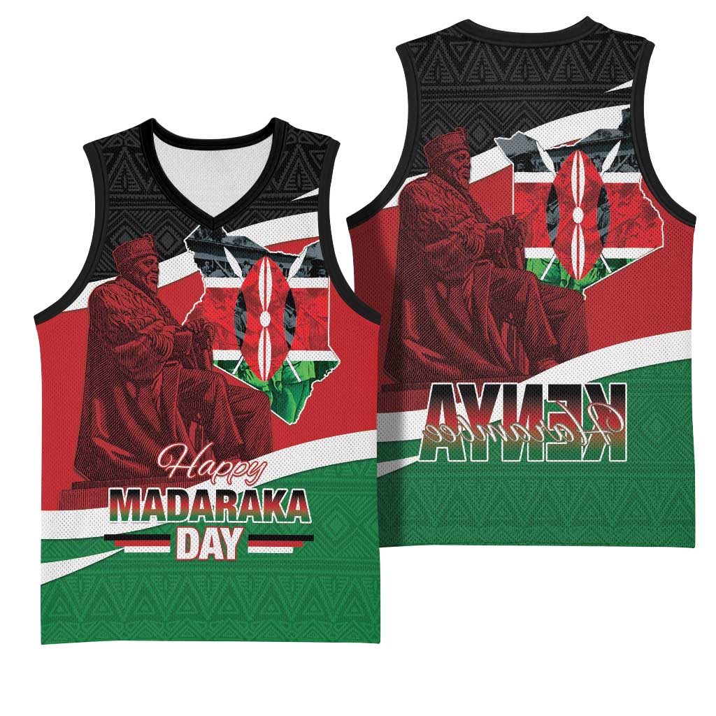 Kenya Madaraka Day Basketball Jersey Jomo Kenyatta With Map - African Pride