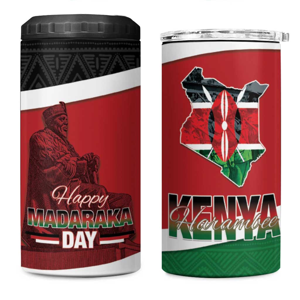Kenya Madaraka Day 4 in 1 Can Cooler Tumbler Jomo Kenyatta With Map