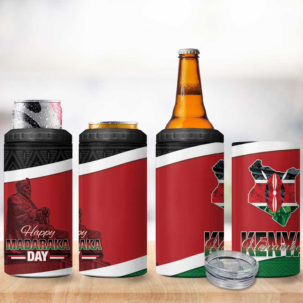 Kenya Madaraka Day 4 in 1 Can Cooler Tumbler Jomo Kenyatta With Map